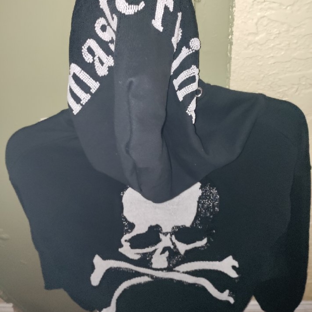 Master rhinestone zipper hoodie